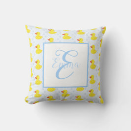 Cute Yellow Duck Pattern Monogram Baby Girl Kussen