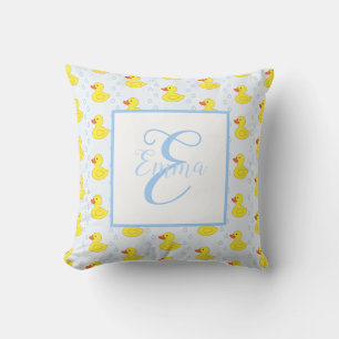 Cute Yellow Duck Pattern Monogram Baby Girl Kussen
