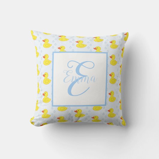 Cute Yellow Duck Pattern Monogram Baby Girl Kussen (Voorkant)