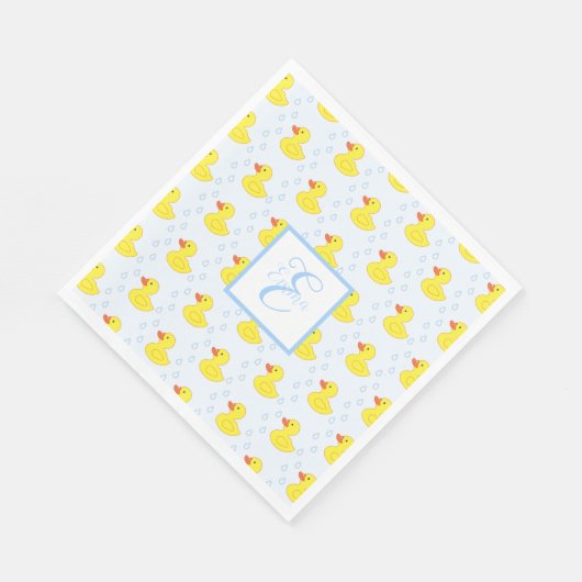 Cute Yellow Duck Pattern Monogram Baby Girl Servet (Hoek)