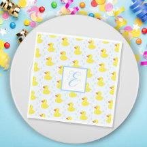 Cute Yellow Duck Pattern Monogram Baby Girl