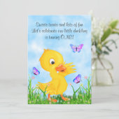 Cute Yellow Ducking and Butterflies 1ste verjaarda Kaart (Staand voorkant)