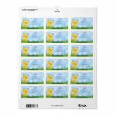 Cute Yellow Ducking and Pink Butterflies Adres: Etiket (Full Sheet)