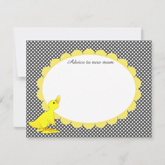Cute Yellow Ducky Baby shower Advice Card Kaart (Voorkant)