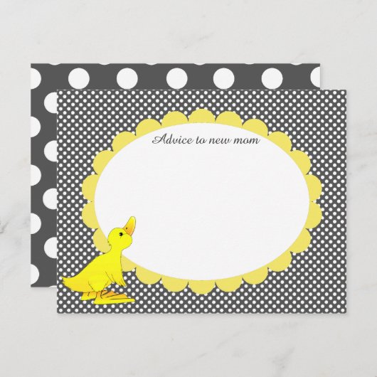 Cute Yellow Ducky Baby shower Advice Card Kaart (Voorkant / Achterkant)