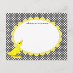 Cute Yellow Ducky Baby shower Advice Card Kaart
