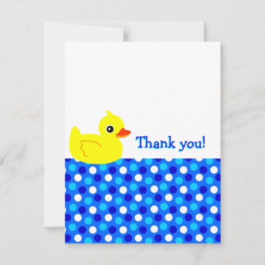 Cute Yellow Ducky Blue Flat Bedankt voor je briefk Notitiekaartje (Achterkant)