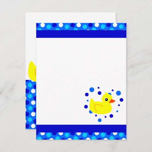 Cute Yellow Ducky Blue Flat Bedankt voor je briefk Notitiekaartje (Voorkant / Achterkant)
