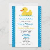 Cute Yellow Ducky Boys Baby shower Invitation Kaart (Voorkant)