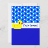 Cute Yellow Ducky op Blue Stippen Baby shower Invi Kaart (Achterkant)