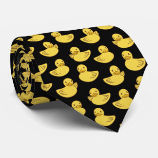 Cute Yellow Ducky Pattern Rubber Ducks Black Stropdas