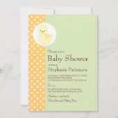 Cute Yellow Ducky Polkadot Baby shower Tea Party Kaart (Voorkant)