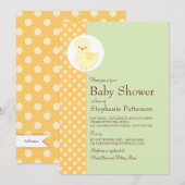 Cute Yellow Ducky Polkadot Baby shower Tea Party Kaart (Voorkant / Achterkant)