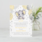 Cute Yellow Elephant ballonnen drive by Baby showe Kaart (Staand voorkant)