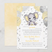 Cute Yellow Elephant ballonnen drive by Baby showe Kaart (Voorkant / Achterkant)