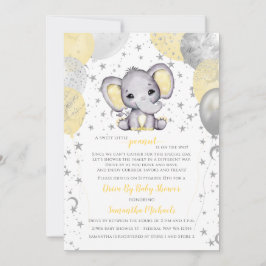 Cute Yellow Elephant ballonnen drive by Baby showe Kaart