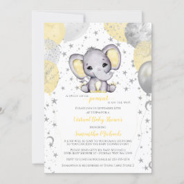 Cute Yellow Elephant-ballonnen Virtual Baby shower Kaart