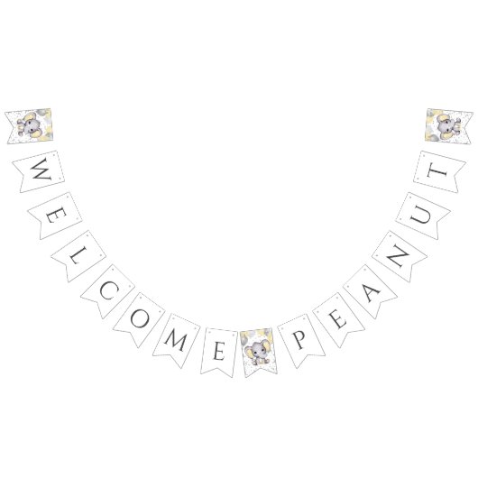 Cute Yellow Elephant Balloons Baby shower Bunting Vlaggetjes (Alle)