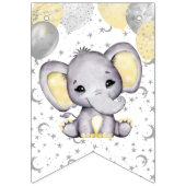 Cute Yellow Elephant Balloons Baby shower Bunting Vlaggetjes (Eerste vlag)