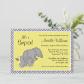 Cute Yellow Elephant Geslacht Neutraal Baby shower Kaart (Staand voorkant)