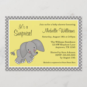 Cute Yellow Elephant Geslacht Neutraal Baby shower Kaart