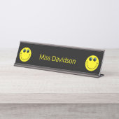 Cute Yellow Emoji leraar Bureau Naambordje (Voorkant)