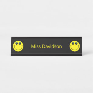 Cute Yellow Emoji leraar Bureau Naambordje