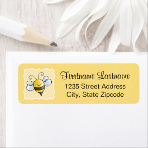 Cute Yellow en Black Bumblebee Return Address Etiket