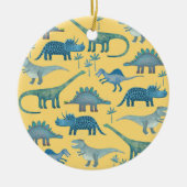Cute Yellow en Blue Dinosaurs Keramisch Ornament (Voorkant)
