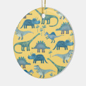 Cute Yellow en Blue Dinosaurs Keramisch Ornament (Links)