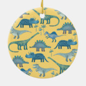 Cute Yellow en Blue Dinosaurs Keramisch Ornament (Achterkant)
