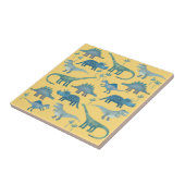 Cute Yellow en Blue Dinosaurs Tegeltje (Zijkant)
