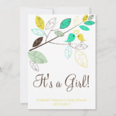 Cute Yellow en Green Lovebird Spring Baby shower Kaart (Achterkant)