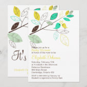 Cute Yellow en Green Lovebird Spring Baby shower Kaart (Voorkant / Achterkant)