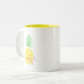 Cute Yellow en Green Waterverf Pineapple AF Tweekleurige Koffiemok (Voorkant links)