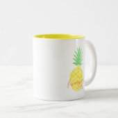 Cute Yellow en Green Waterverf Pineapple AF Tweekleurige Koffiemok (Voorkant rechts)