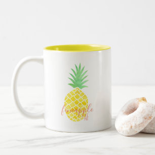 Cute Yellow en Green Waterverf Pineapple AF Tweekleurige Koffiemok