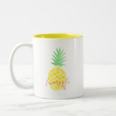 Cute Yellow en Green Waterverf Pineapple AF Tweekleurige Koffiemok (Links)