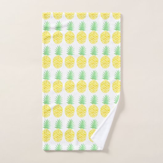 Cute Yellow en Green Waterverf Pineapple Pattern Bad Handdoek (Handdoek)