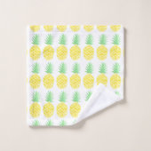 Cute Yellow en Green Waterverf Pineapple Pattern Bad Handdoek (Wasdoekje)