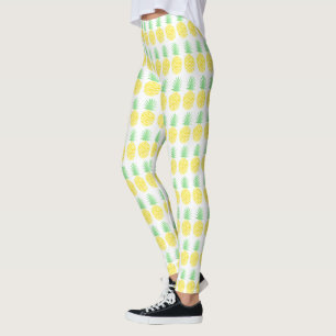 Cute Yellow en Green Waterverf Pineapple Pattern Leggings