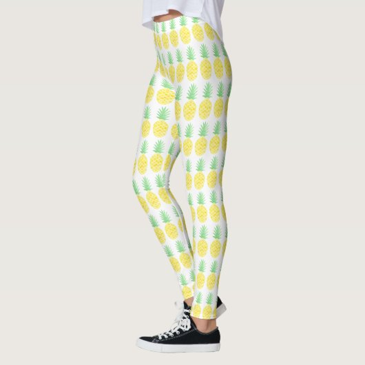 Cute Yellow en Green Waterverf Pineapple Pattern Leggings (Links)