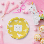 Cute Yellow en White Paper Bord met botervliegen (Feest)