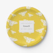 Cute Yellow en White Paper Bord met botervliegen (Voorkant)