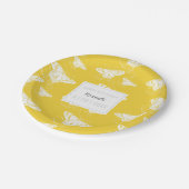 Cute Yellow en White Paper Bord met botervliegen (Gekanteld)