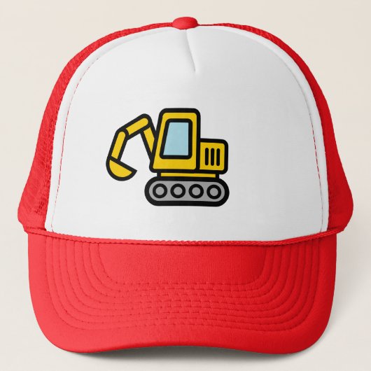 Cute yellow excavator illustration trucker hat pet (Voorkant)