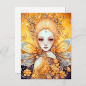 Cute Yellow Fairy Fantasy Art Briefkaart (Voorkant / Achterkant)