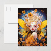 Cute Yellow Fairy Fantasy Art Briefkaart (Voorkant / Achterkant)