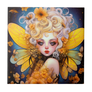 Cute Yellow Fairy Fantasy Art keramische Tegel Tegeltje