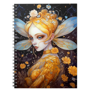 Cute Yellow Fairy Fantasy Art Notitieboek
